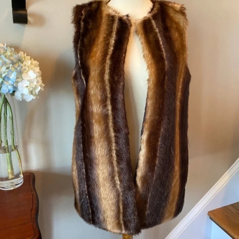 Betsey Johnson Faux Fur Brown Vest XS